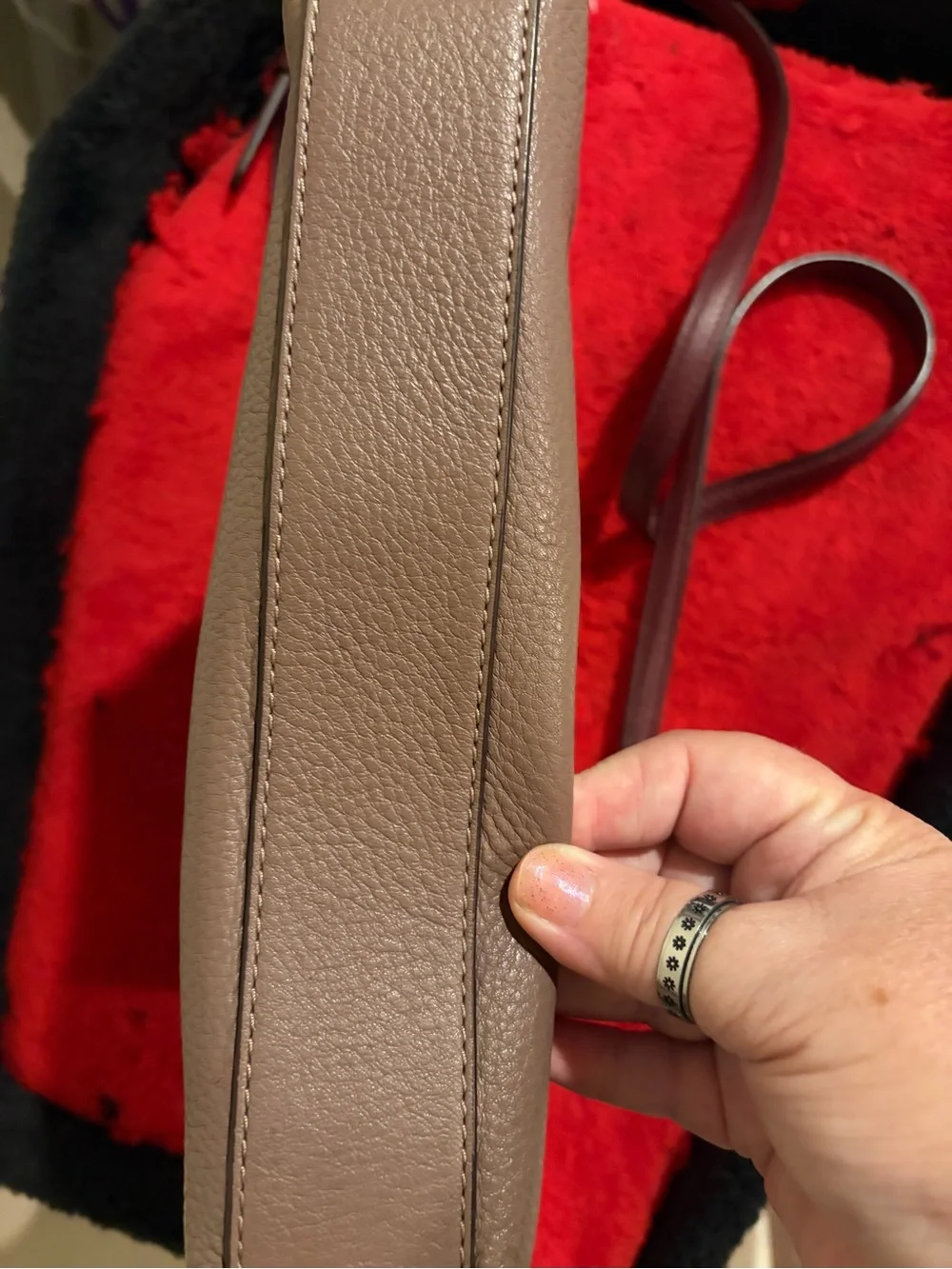 kate spade Cream and Taupe Pebbled Leather Crossbody